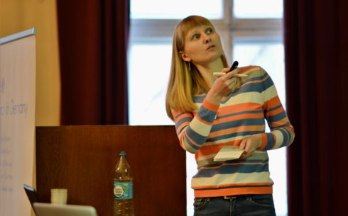 Svitlana Potapenko presents the EEGA at the German-Ukrainian Forum of Young Researchers in Kyiv (C) Photos by Olga Tucha/ The German-Ukrainian Academic Society