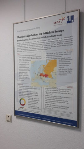 Poster von Jolanthe Stosik über die Medienlandschaften in Polen, Russland, Tschechien und der Ukraine